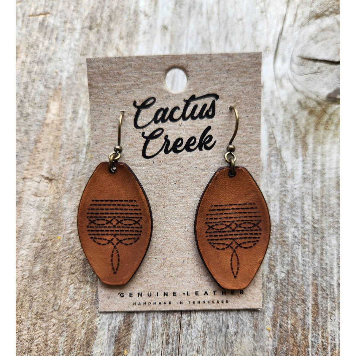 "Dallas" Handmade Tooled Leather Western Earrings