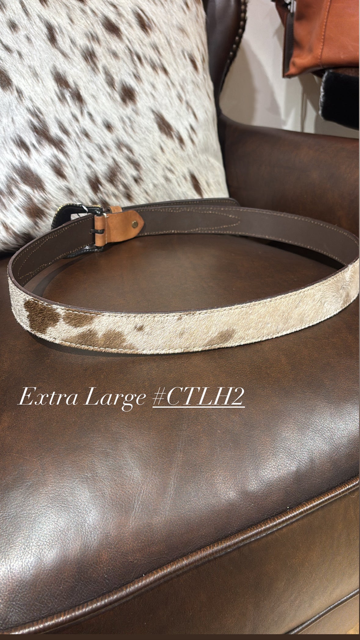 Chocolate Tooled Leather and Hide Belt