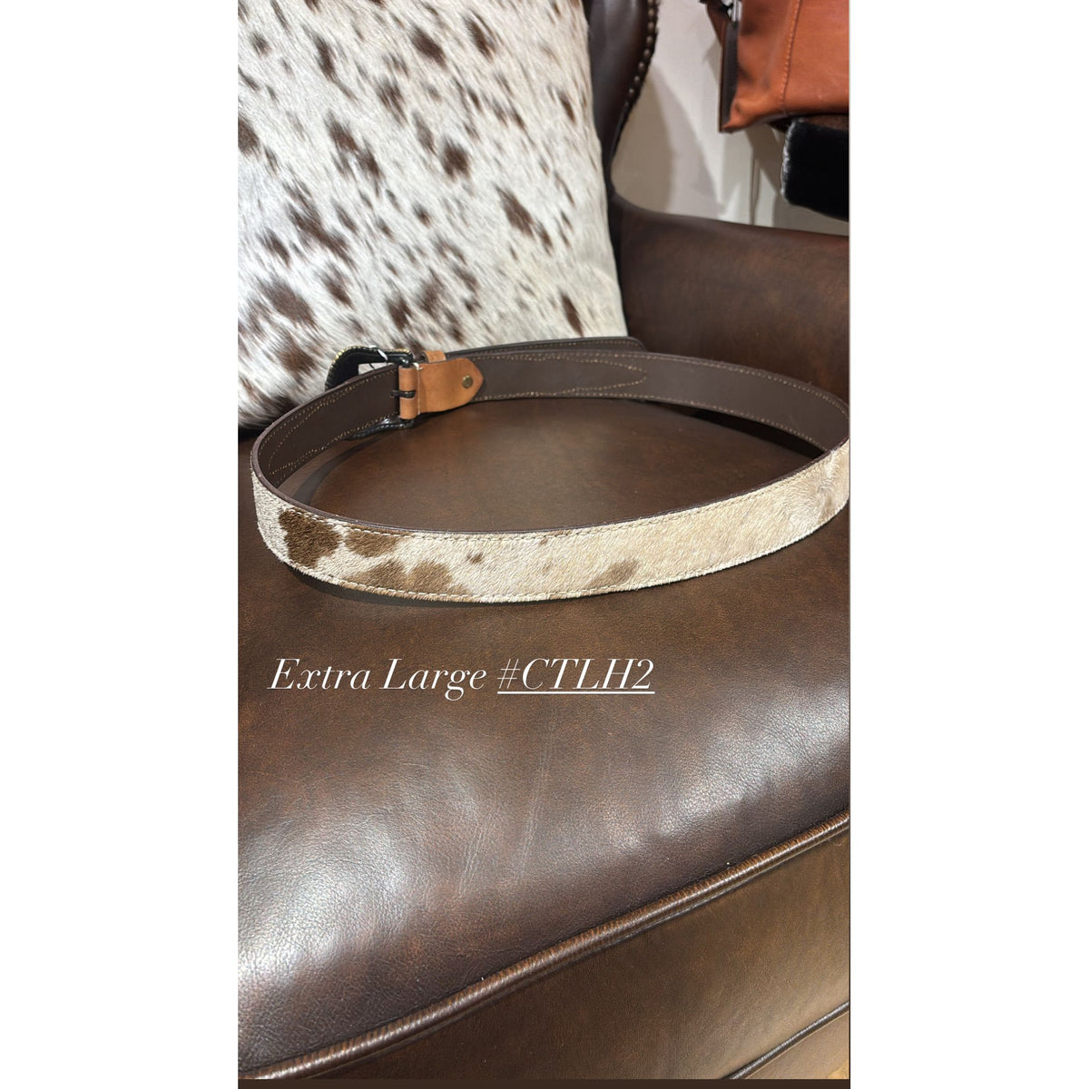 Chocolate Tooled Leather and Hide Belt