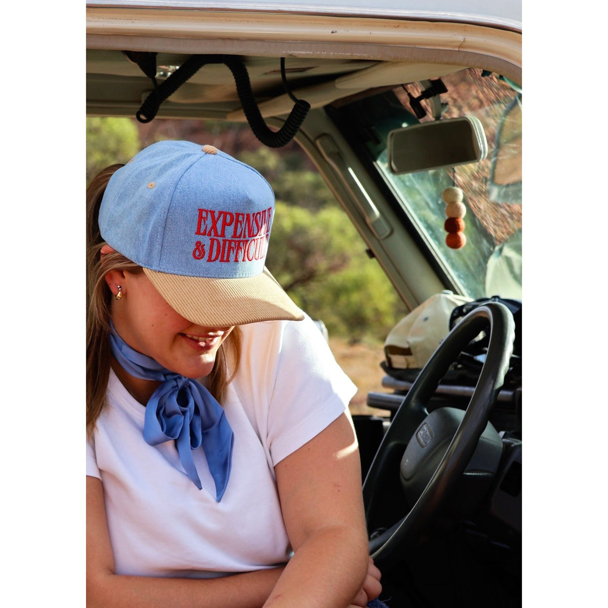 EXPENSIVE DIFFICULT Denim Corduroy Trucker Hat