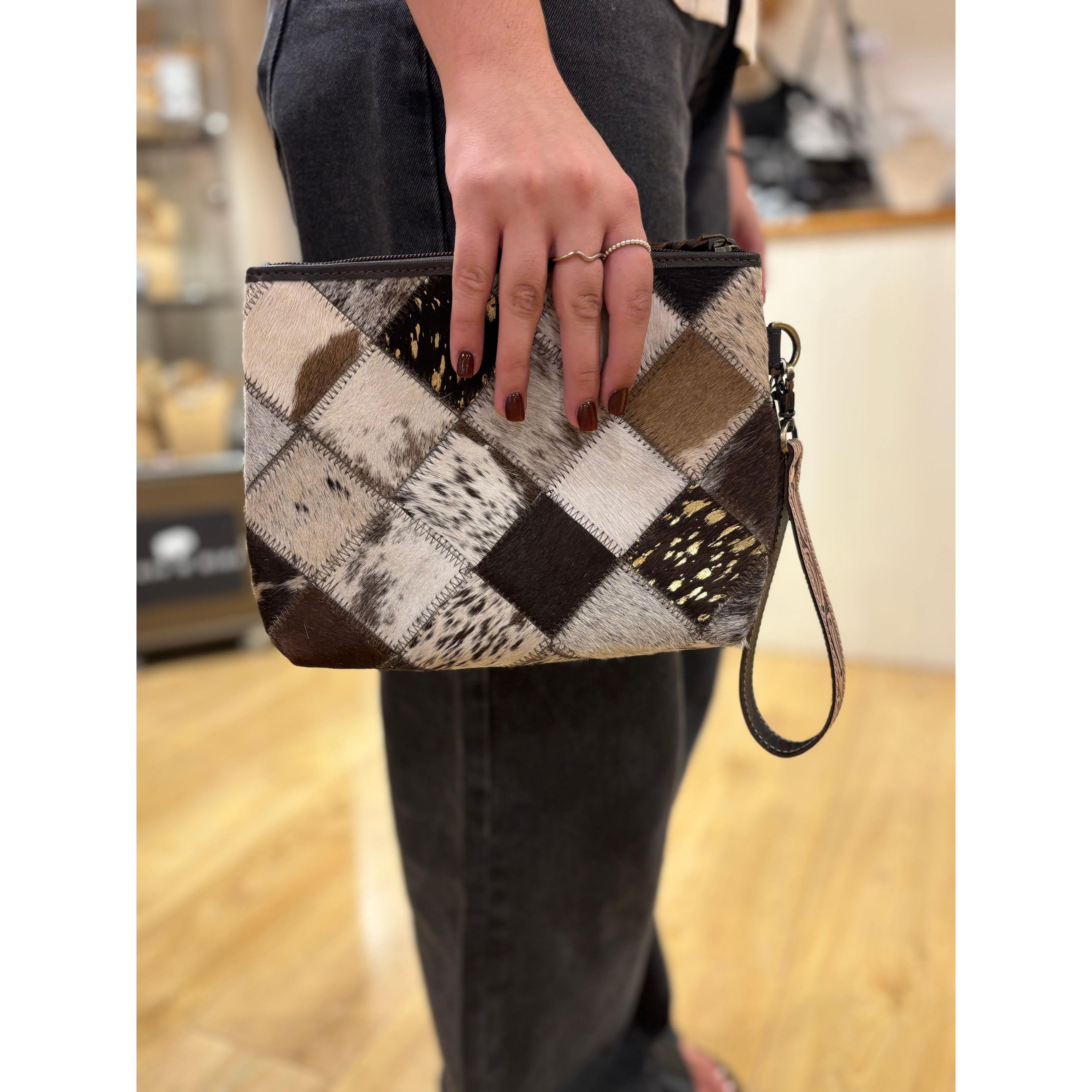 Patchwork Cowhide clutch