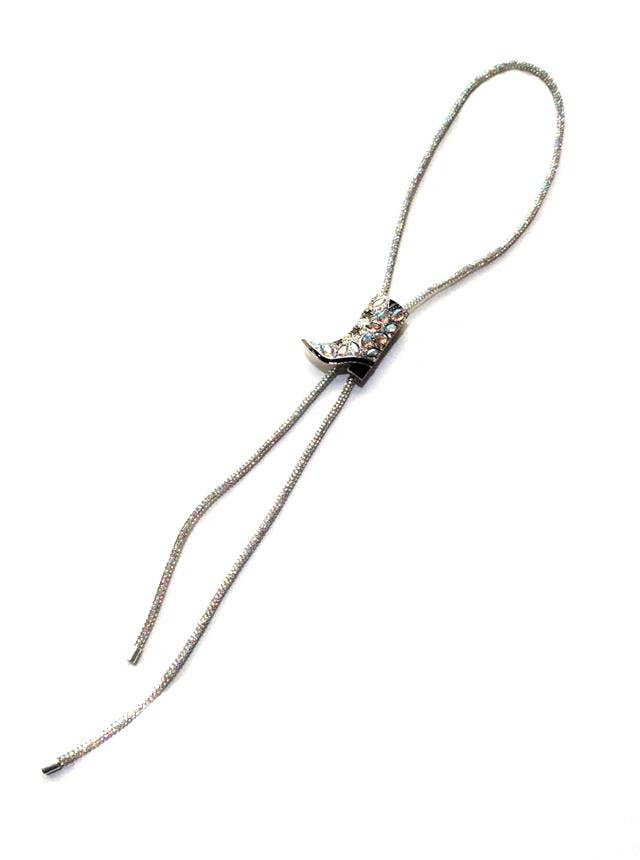 Western Crystal Boots Bolo Necklace