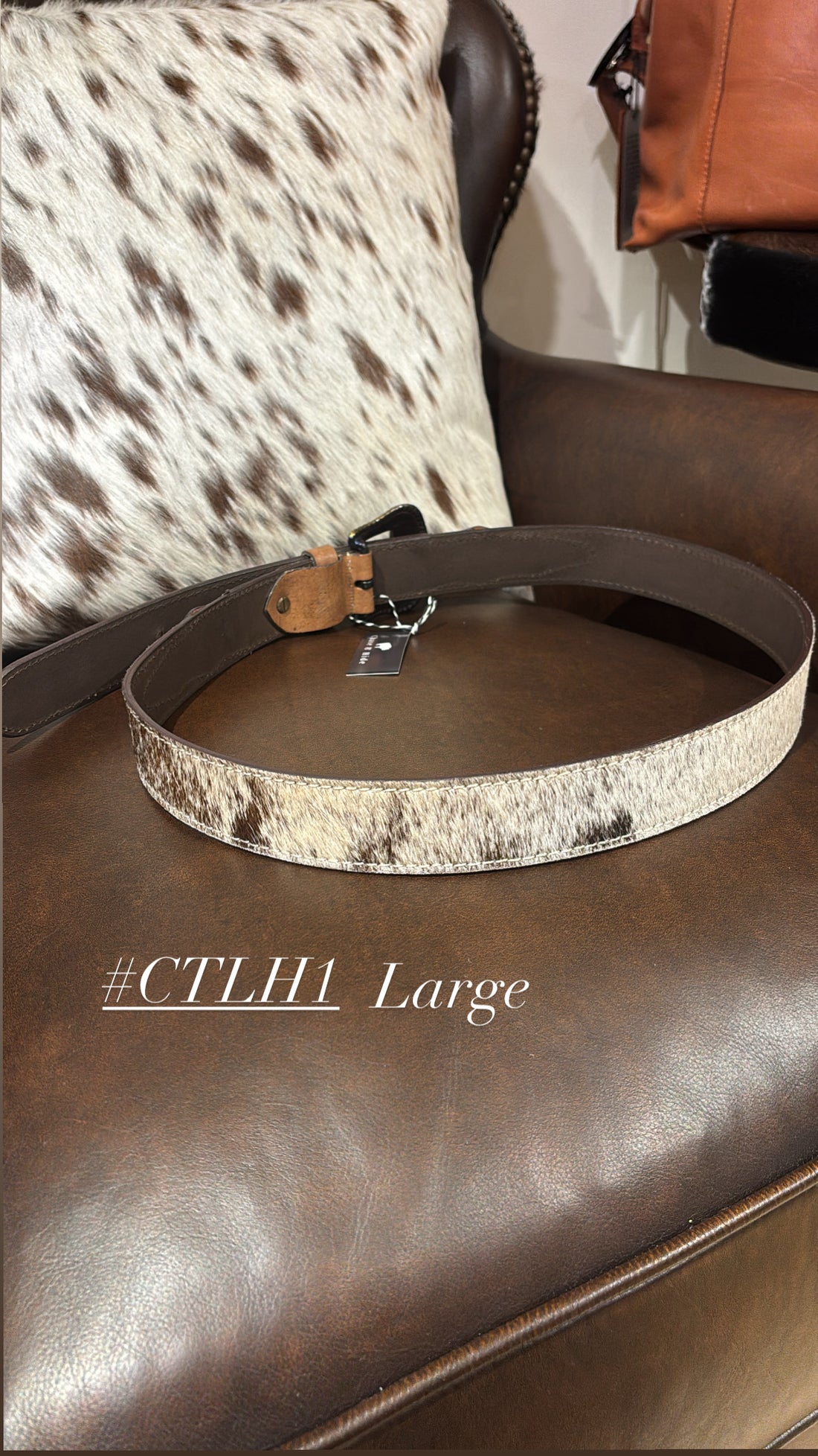 Chocolate Tooled Leather and Hide Belt