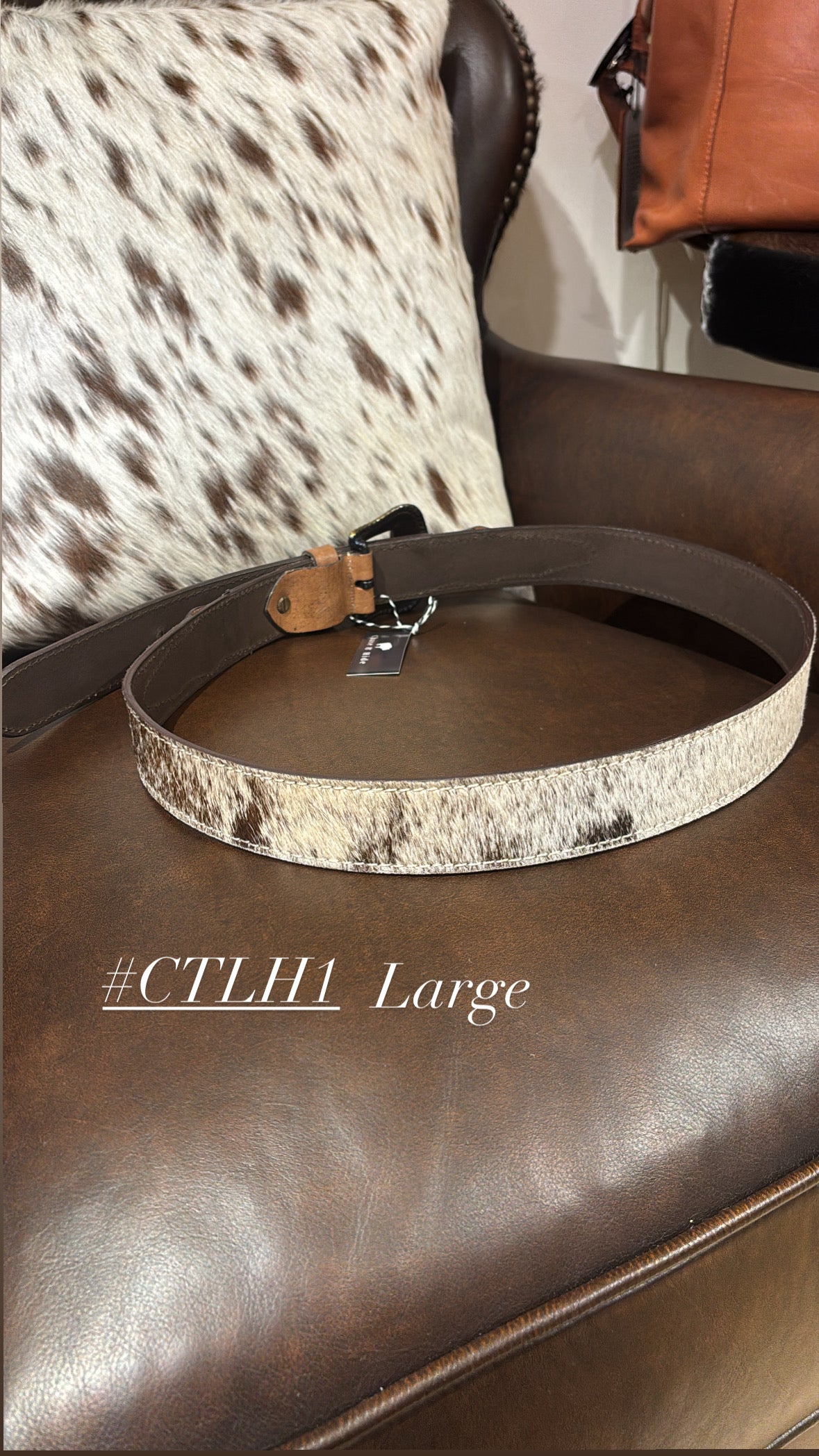 Chocolate Tooled Leather and Hide Belt