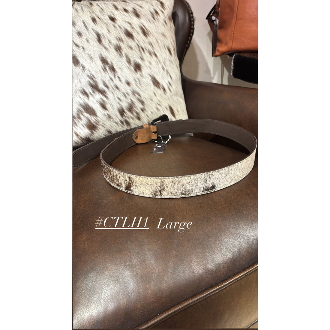 Chocolate Tooled Leather and Hide Belt