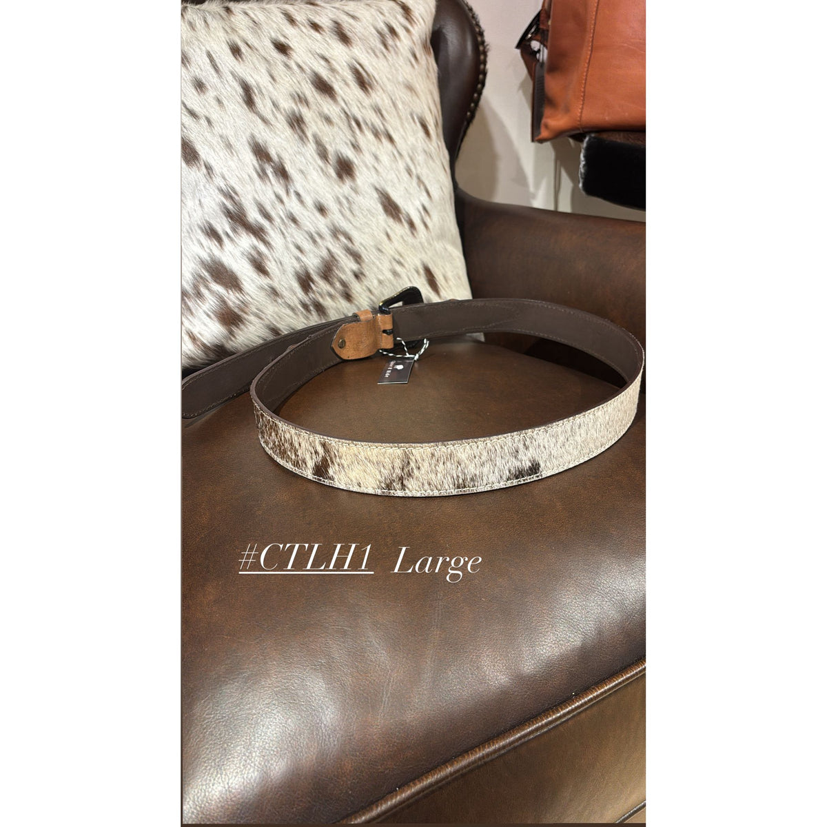 Chocolate Tooled Leather and Hide Belt