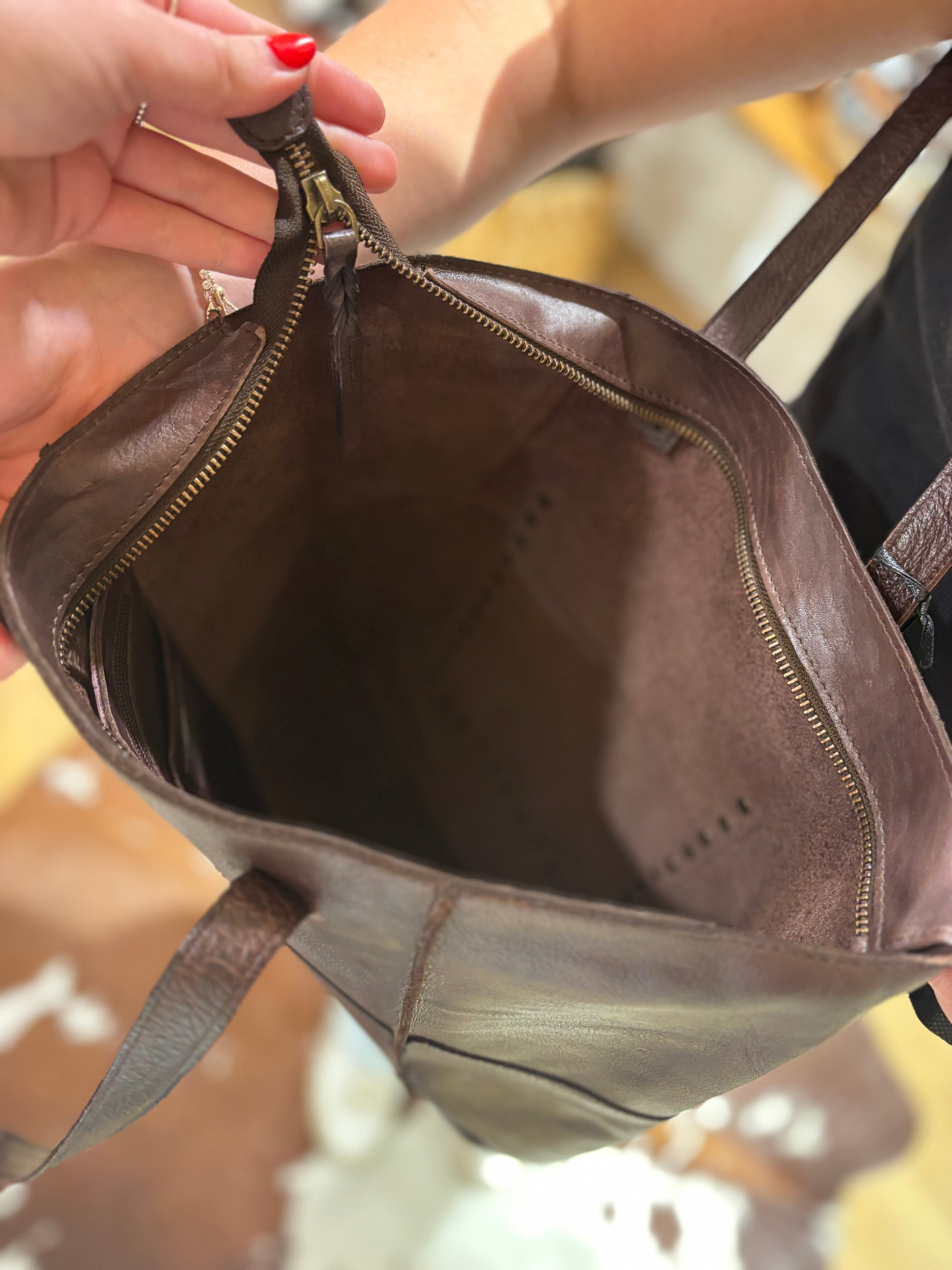 Leather Gold Stud Handbag