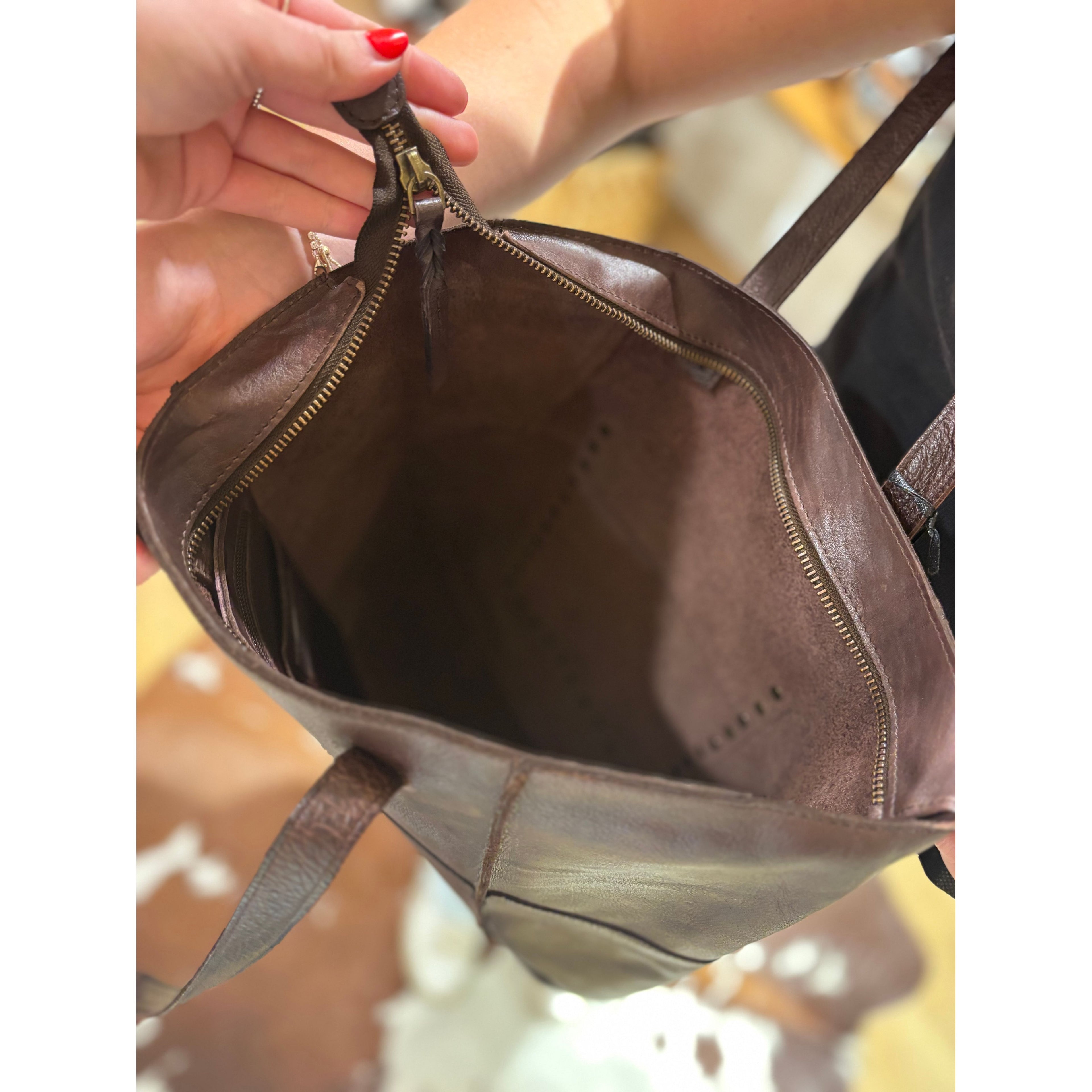 Leather Gold Stud Handbag