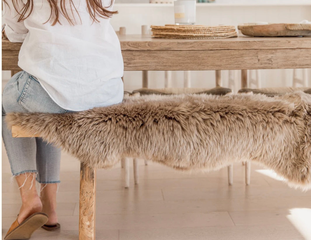 Long wool double sheepskin rug