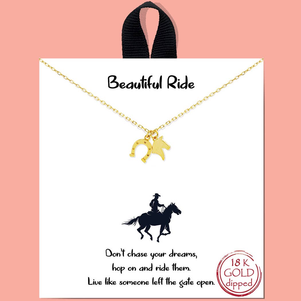 Gold-Dipped Horseshoe Charm Necklace