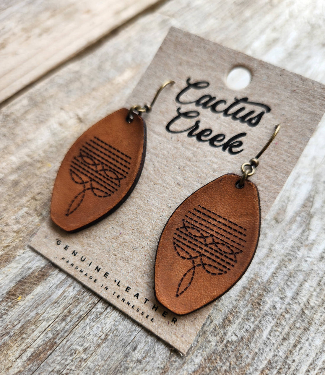 "Dallas" Handmade Tooled Leather Western Earrings