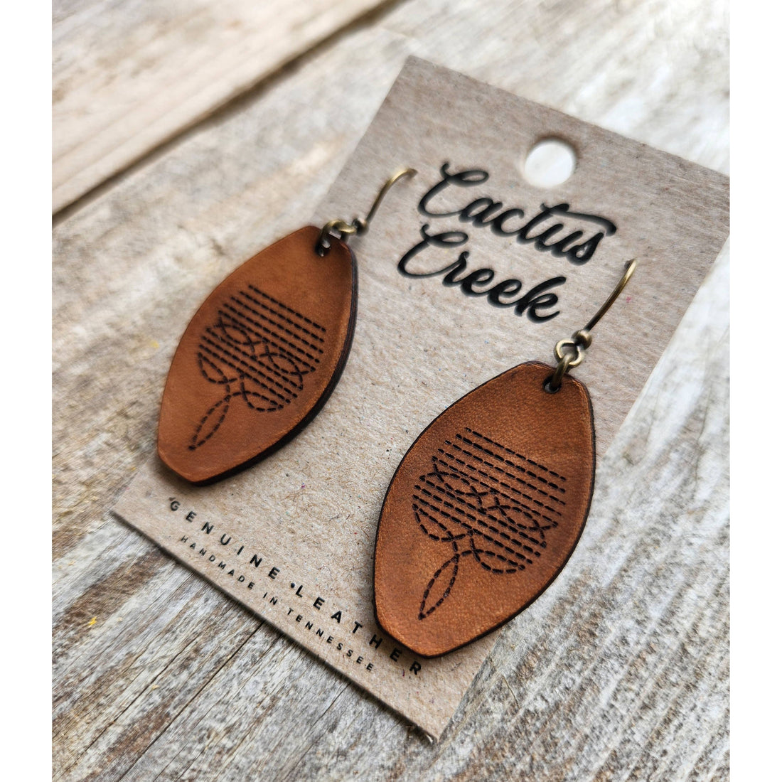 "Dallas" Handmade Tooled Leather Western Earrings