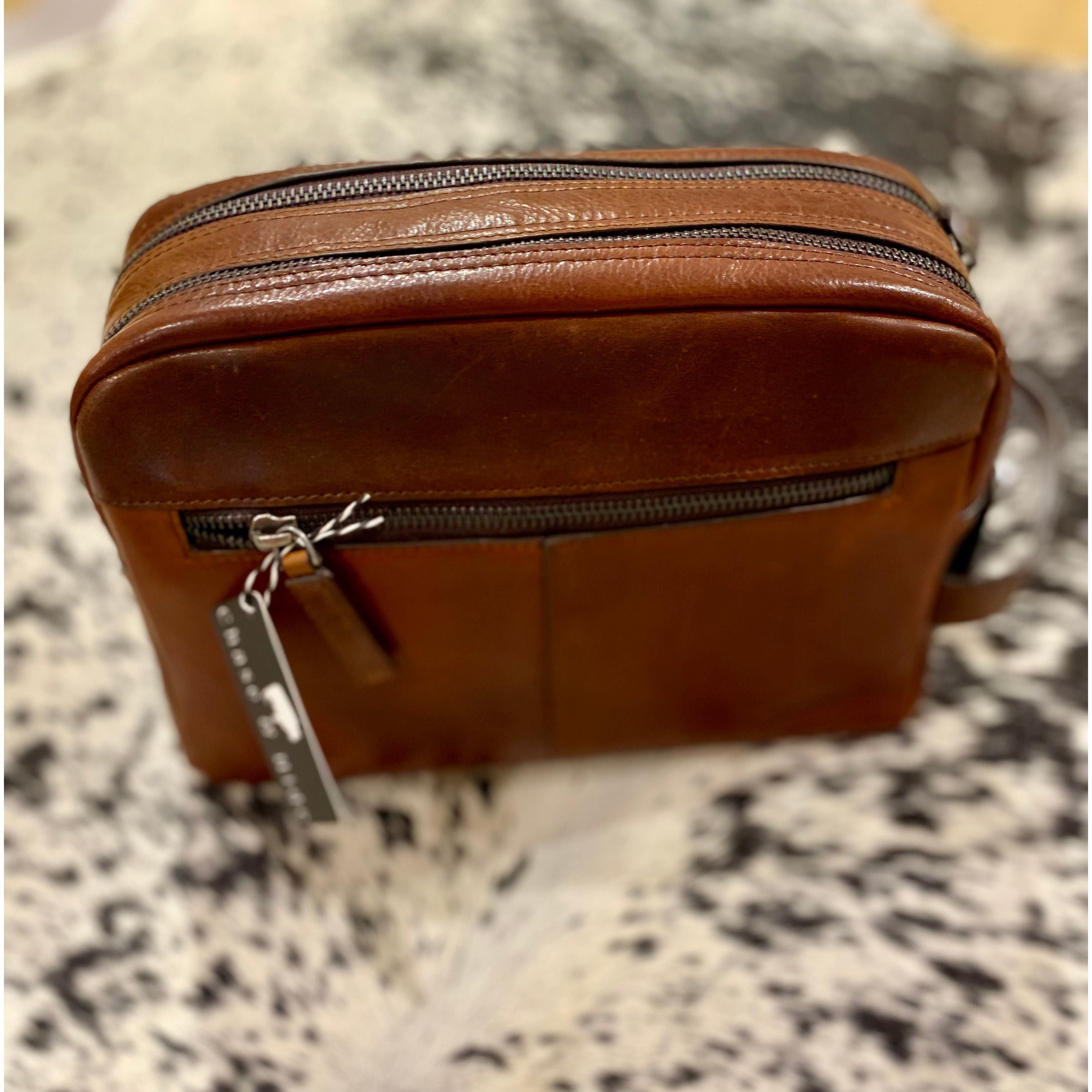 Brown Double Zip Toiletry Bag