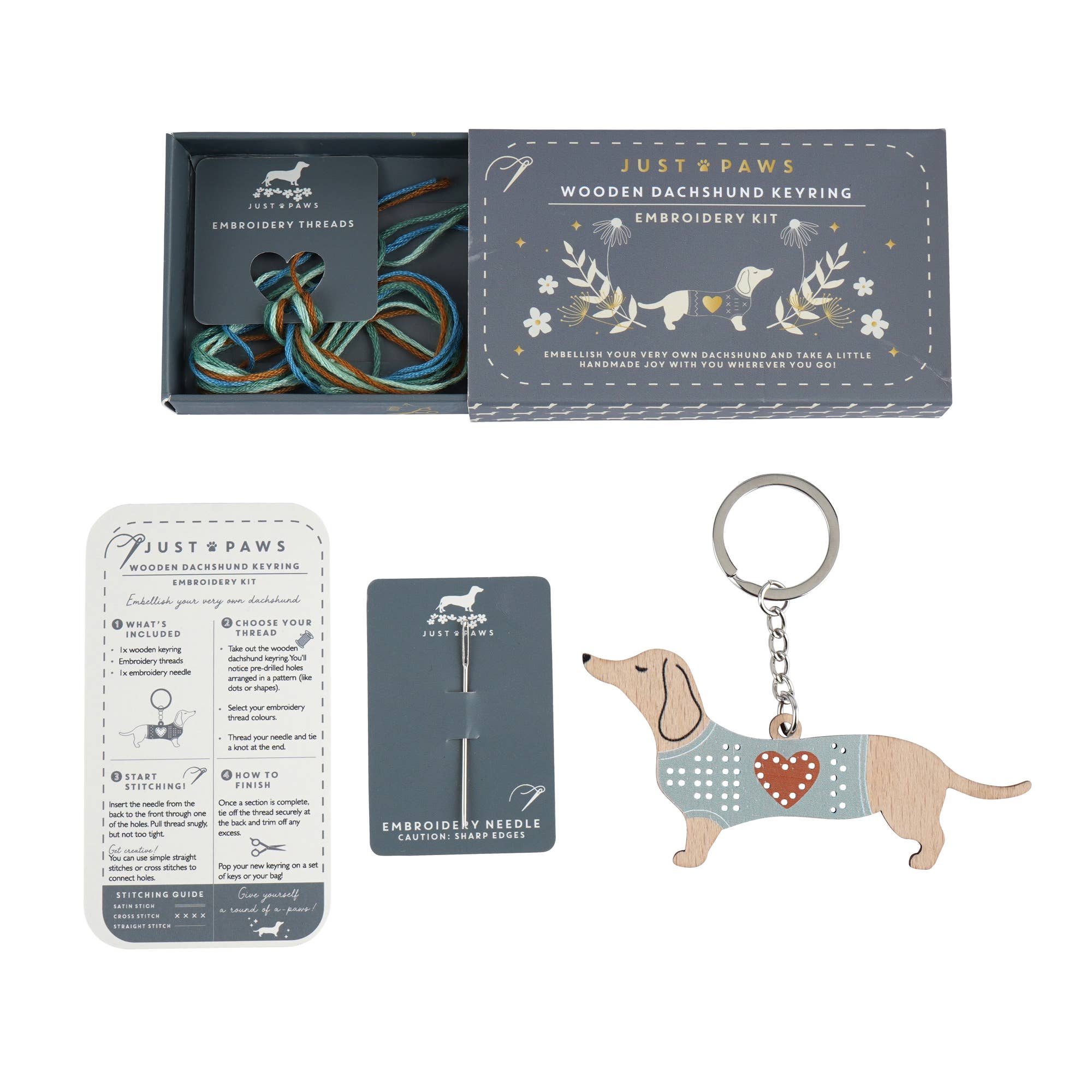 Dachshund Keyring Embroidery Kit