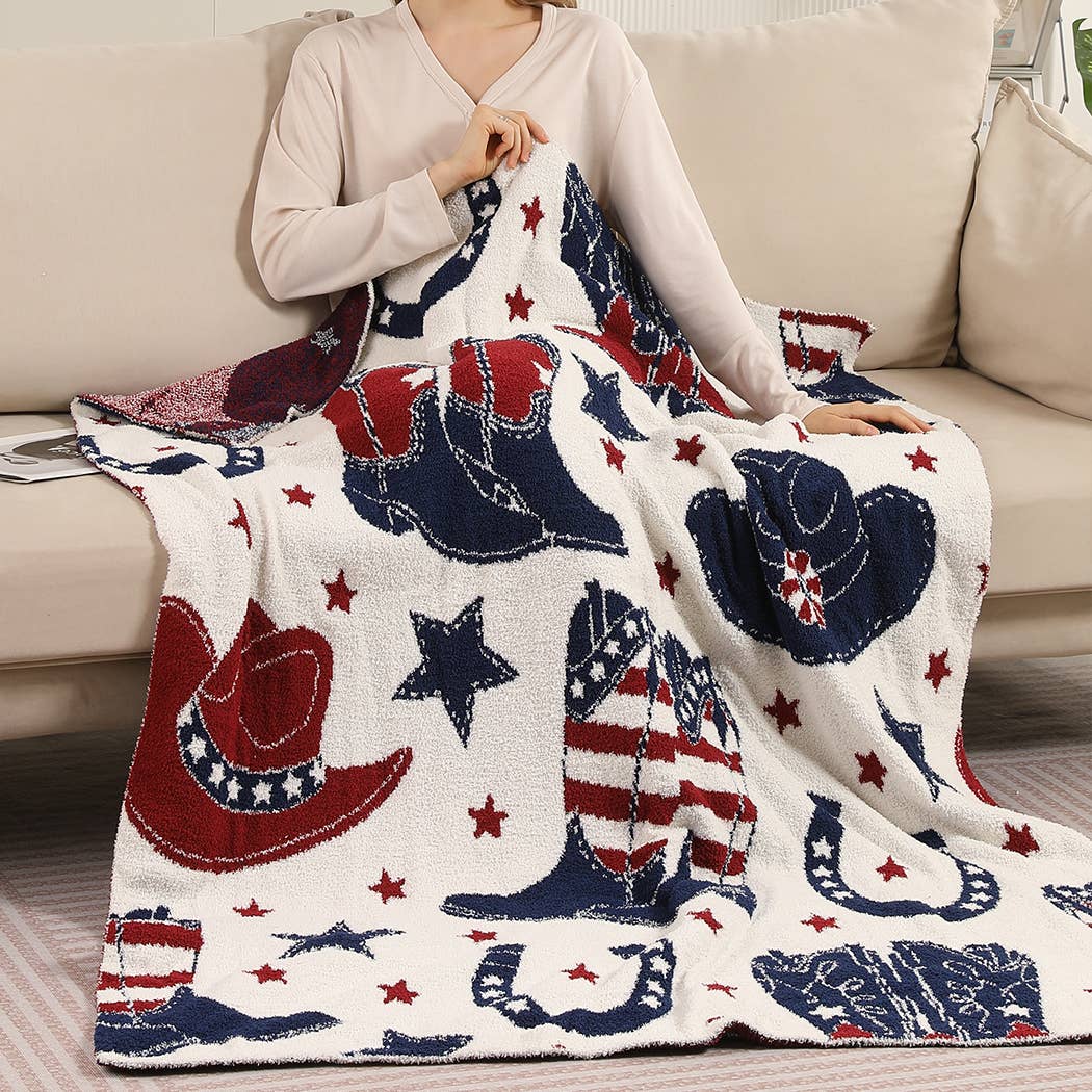 Cowgirl and Cowboy Print Soft Cozy Throw Blanket