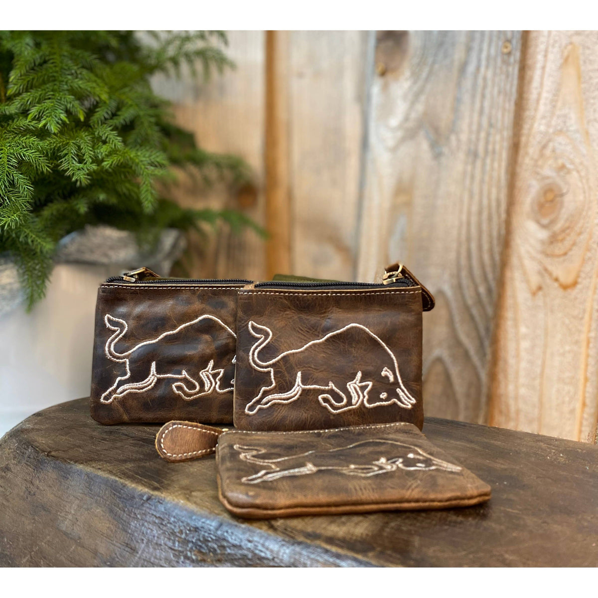 Vintage Bull Leather Coin Pouch