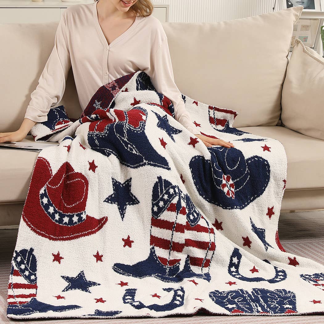 Cowgirl and Cowboy Print Soft Cozy Throw Blanket