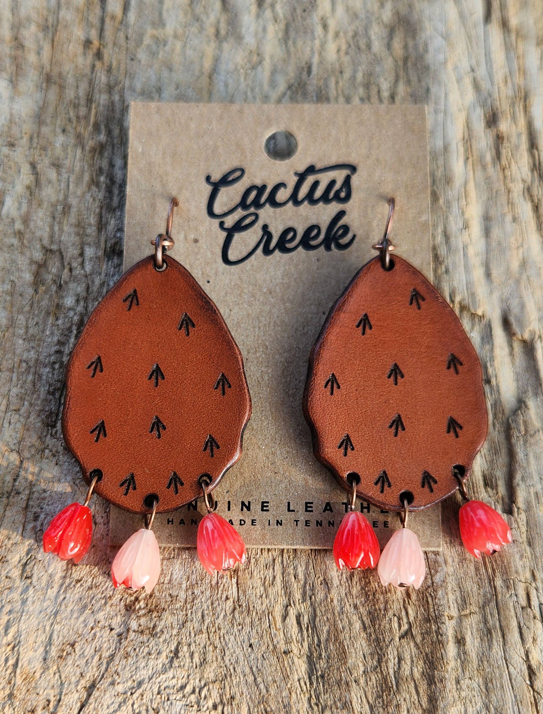 Cactus “Priscilla" Handmade Leather Prickly Pear Earrings