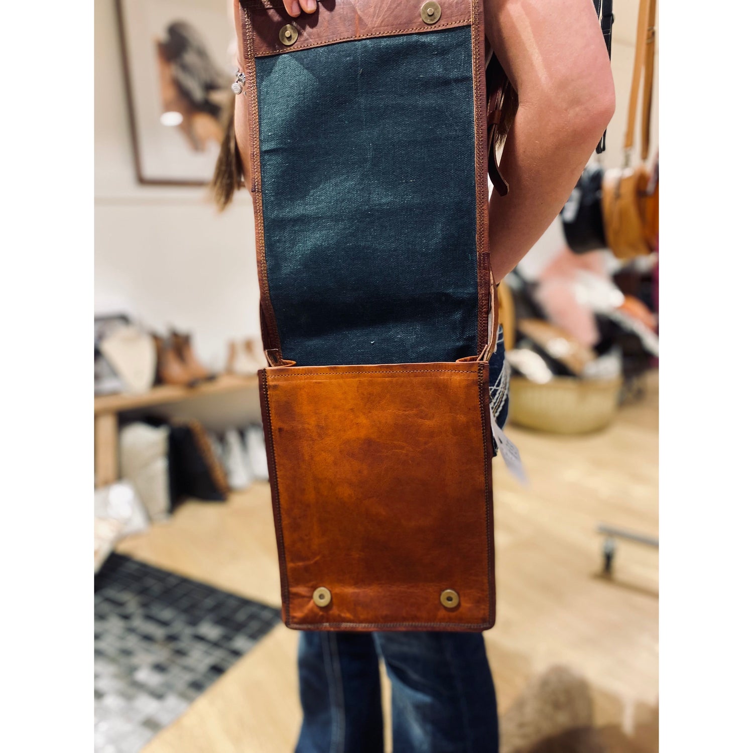 Tall Leather Satchel 11”