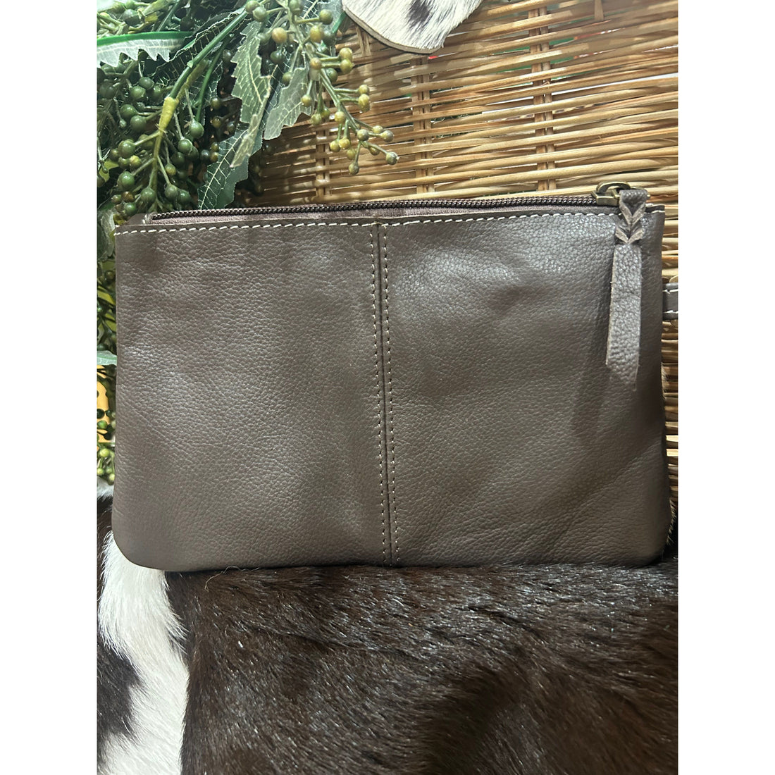 Mia Hide & Tooled Leather Clutch