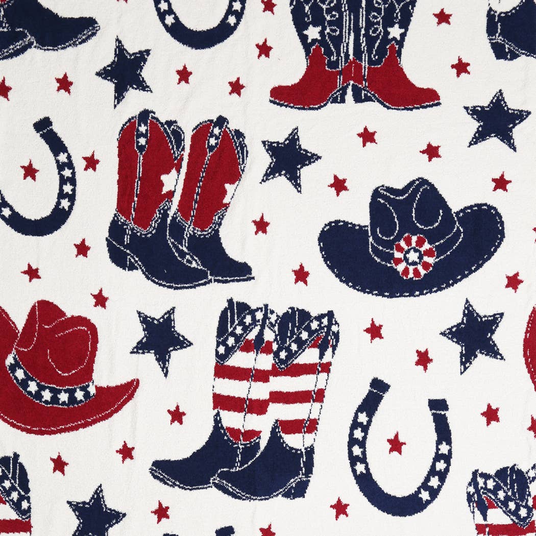 Cowgirl and Cowboy Print Soft Cozy Throw Blanket