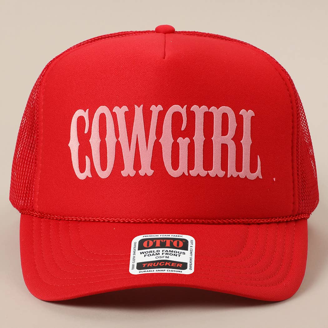 COWGIRL Text Logo Printed Mesh Back Trucker Hat