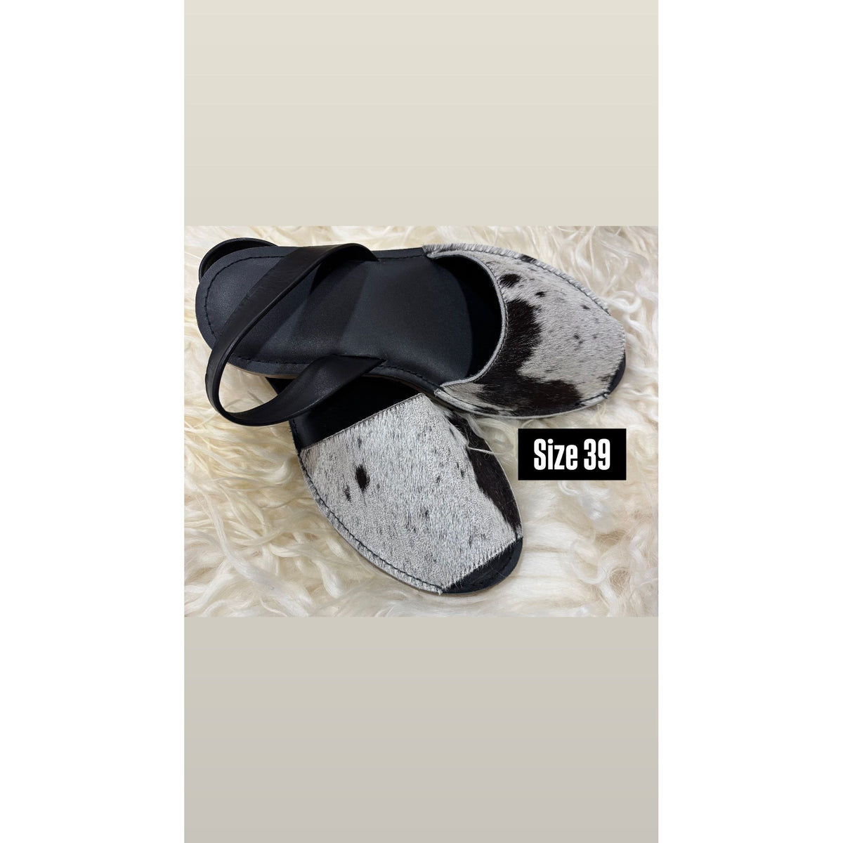 Black Cowhide Shoes Sling Back