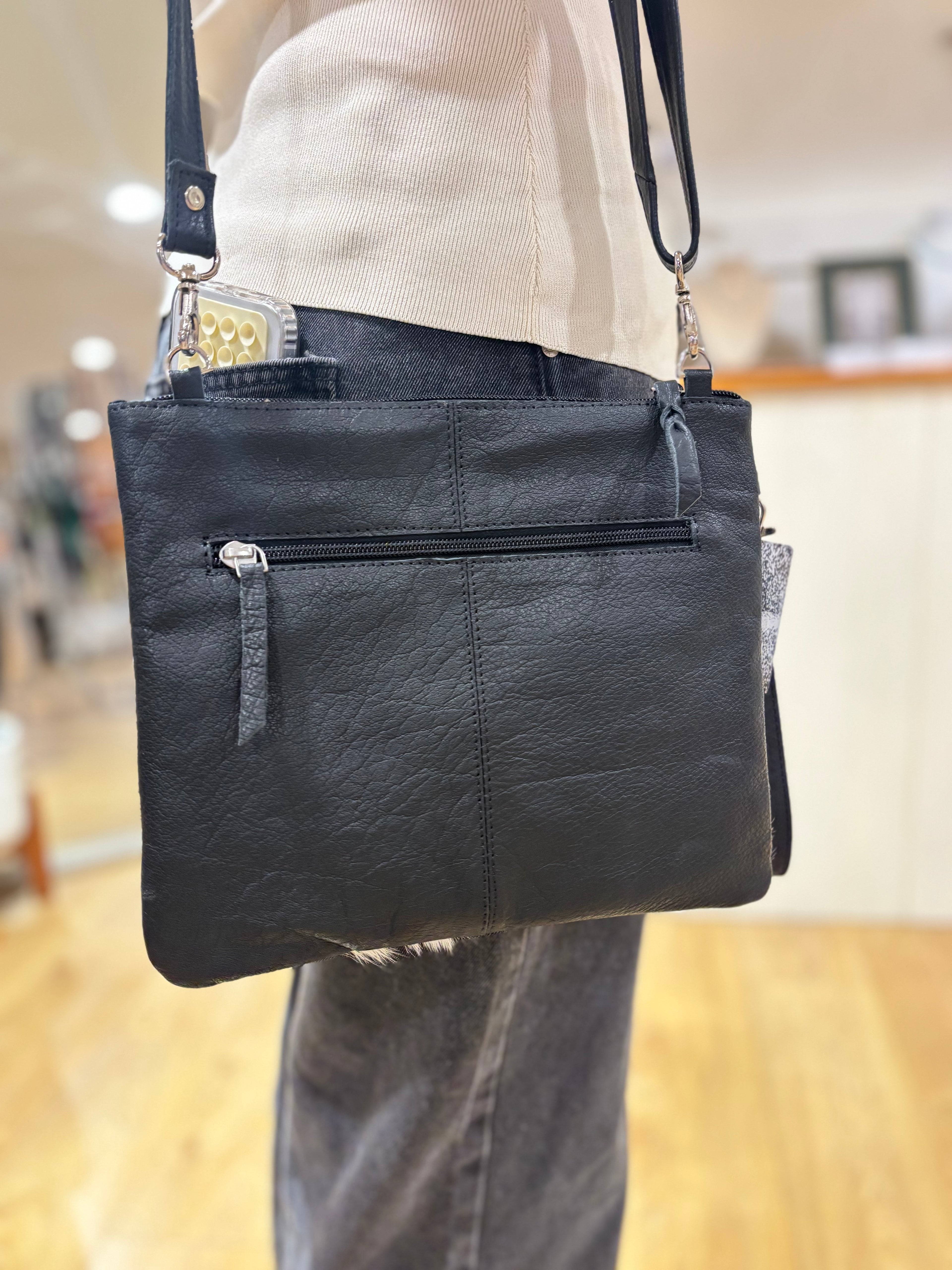 Patchwork cowhide Sling Bag