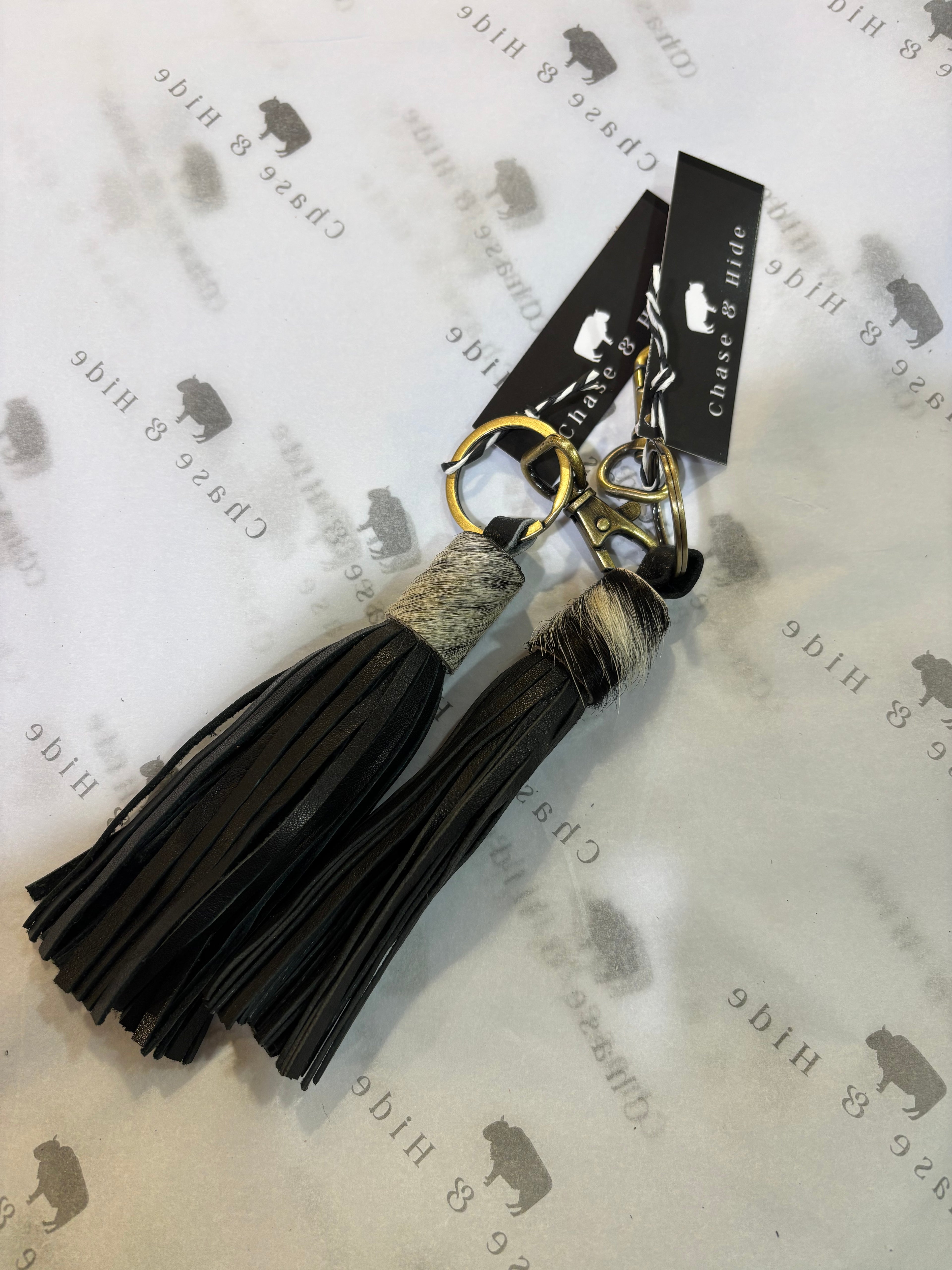 Hide and leather Tassel Keyring / Keychain