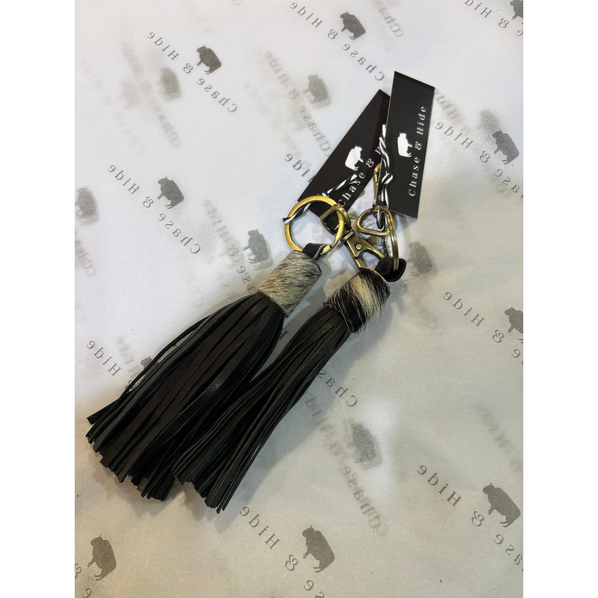Hide and leather Tassel Keyring / Keychain