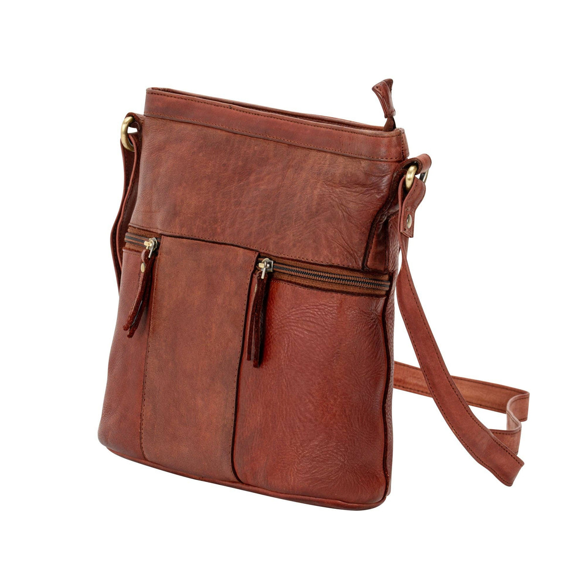 The Rivera Crossbody Bag — Soft Washed Leather Shoulder Bag with Dual Pockets