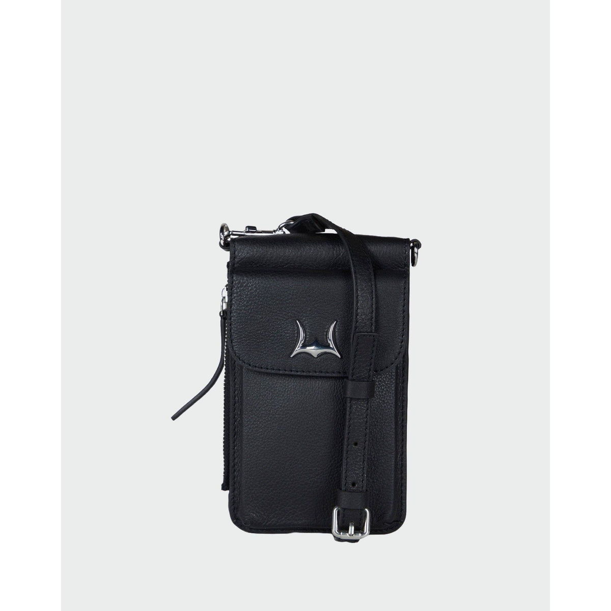 Shell Phone Bag In Black And White Cowhide