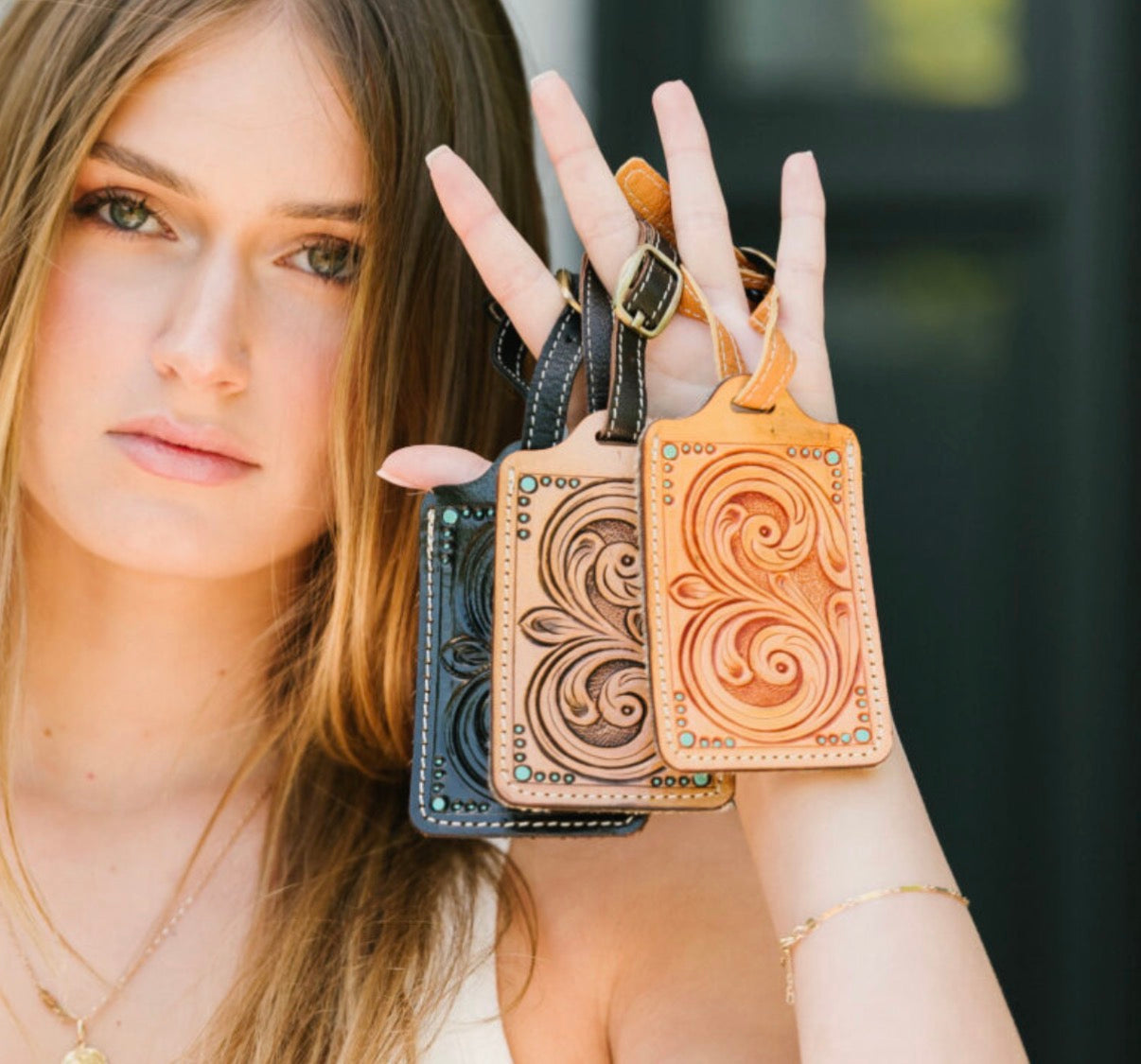 Tooled Luggage Tag