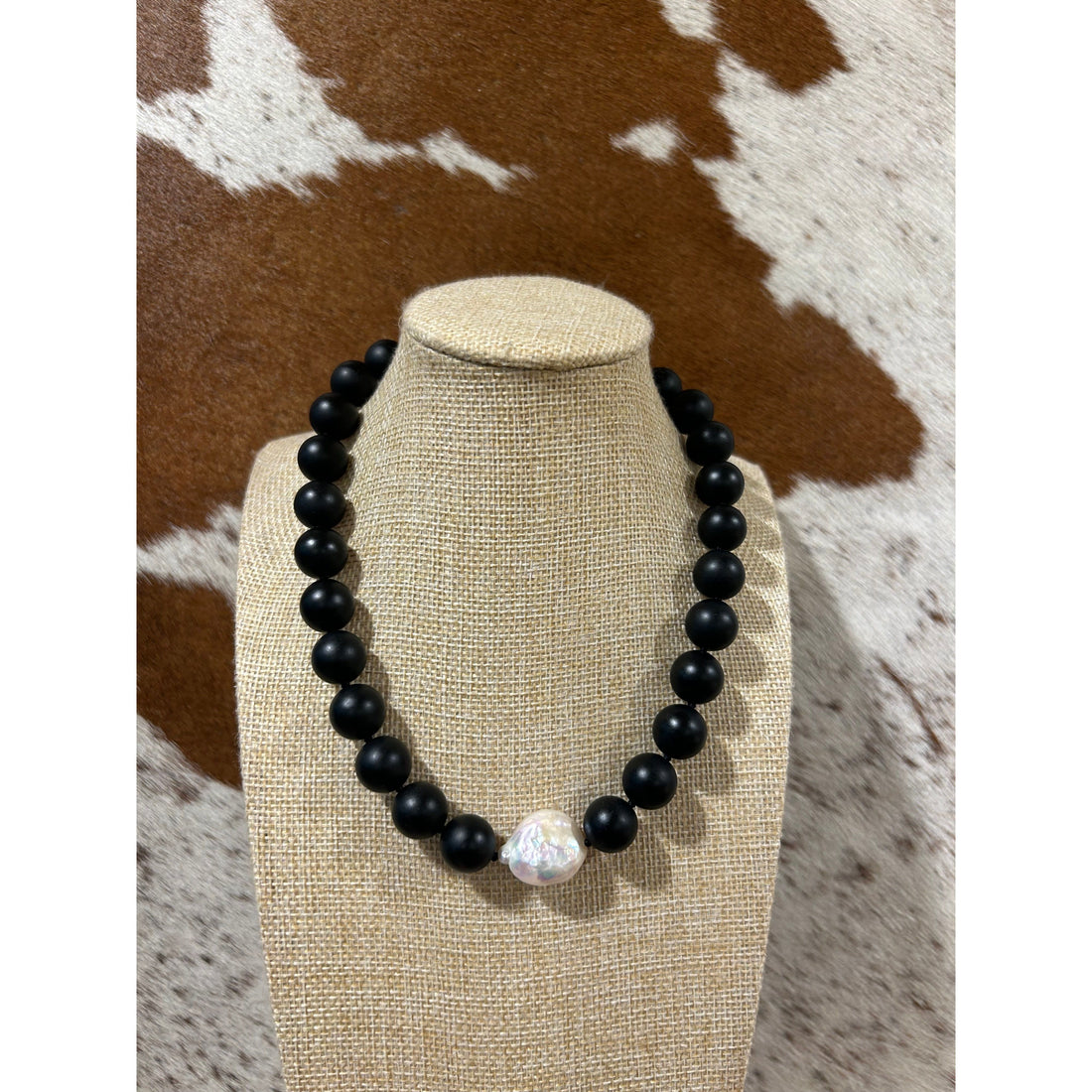 Onyx and Freshwater Pearl Necklace