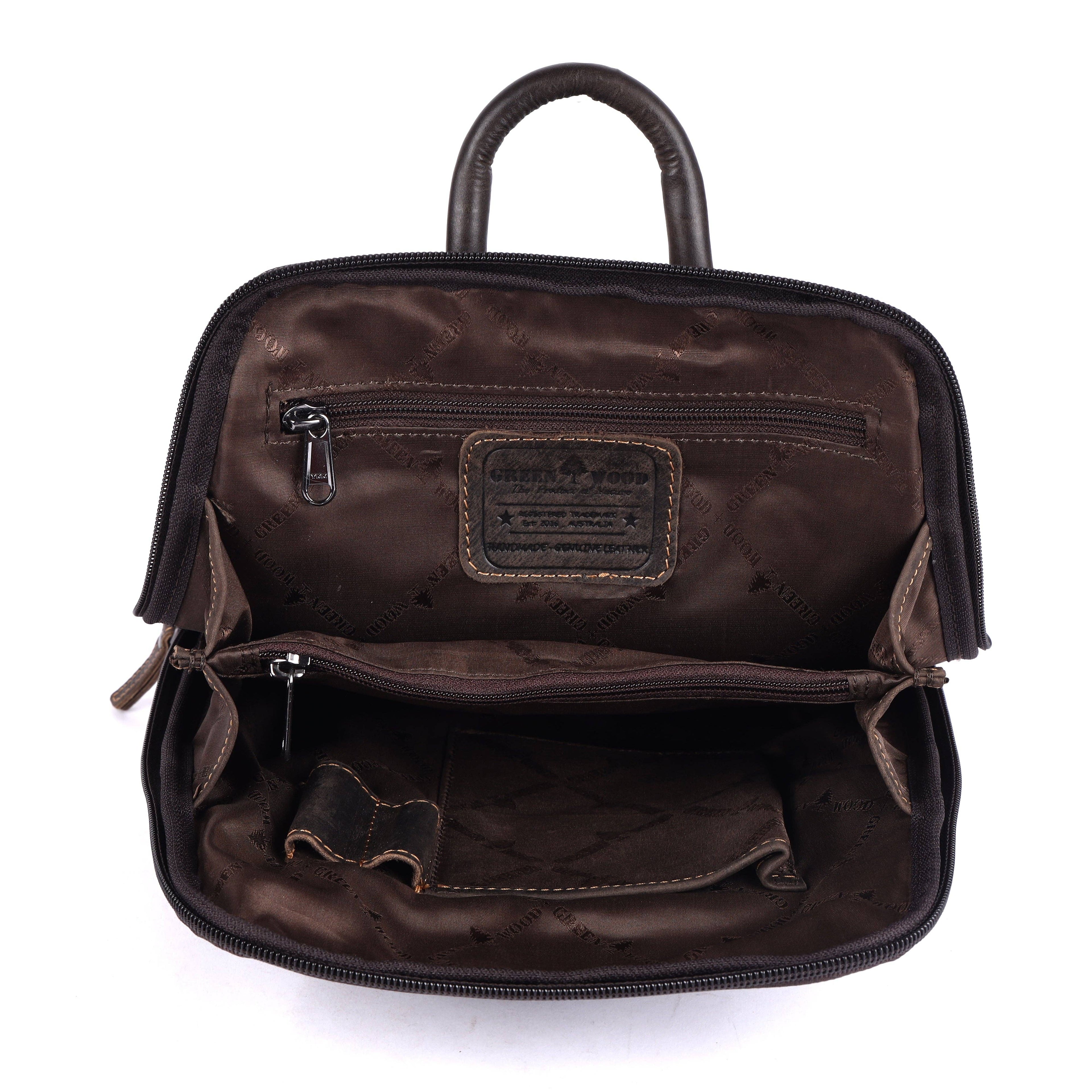 Greenwood Hartley Leather Backpack Dark Brown