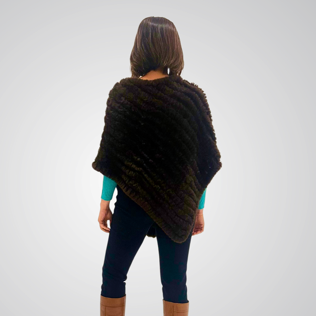 THSP1065: Brown: Faux Fur Poncho