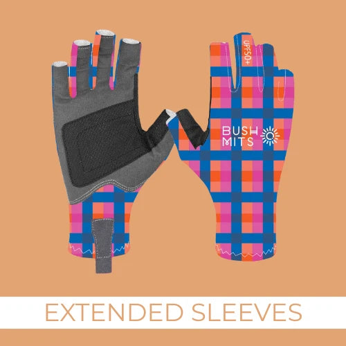 BUSH MITS Desert Sunset Gingham UPF 50+ Sun Protection Gloves (EXT SL)