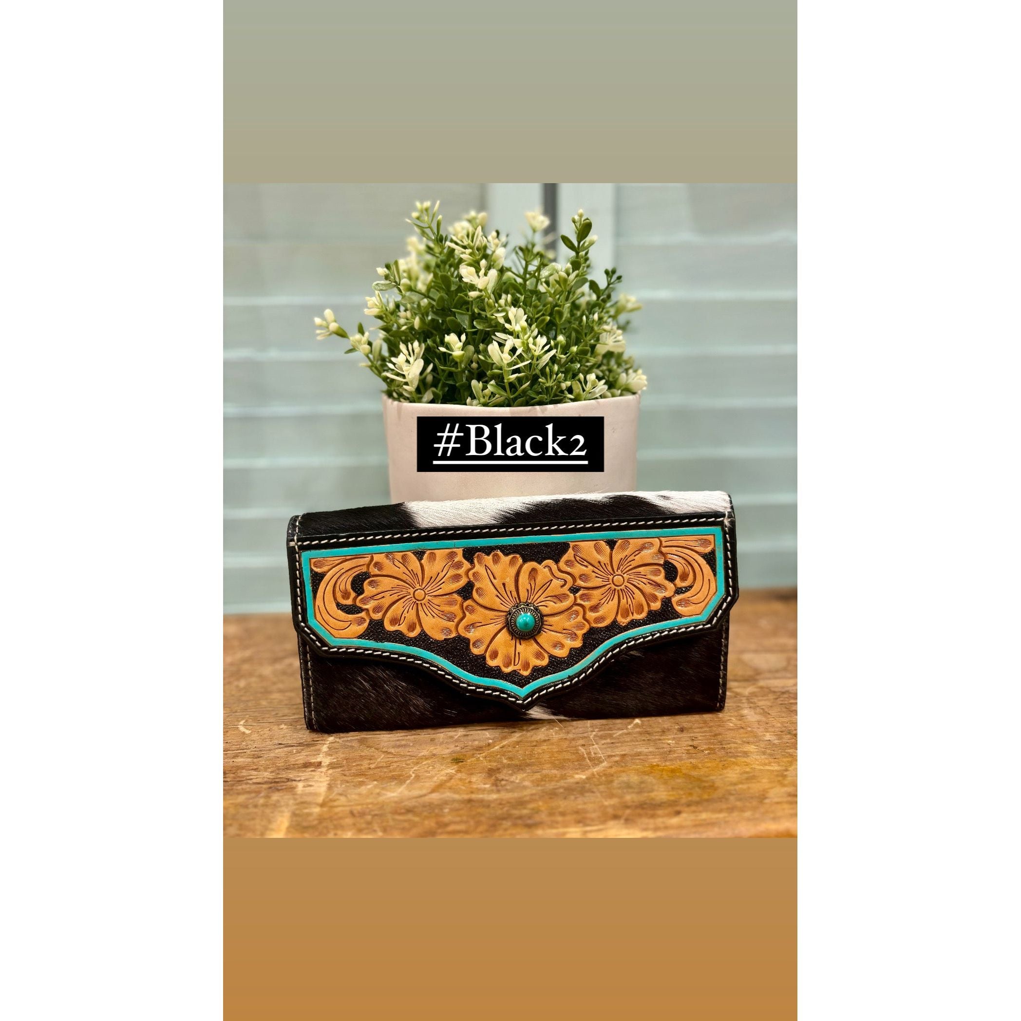 Hand Painted Tooling Leather Trifold Wallet – AW30