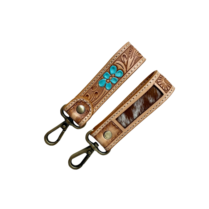 Tooling Leather and Cowhide Sleek Keyring – CA20