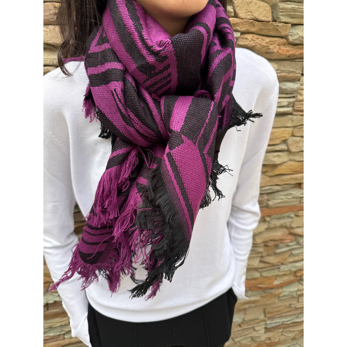 Triangle woven scarf Made in France - Acrylic Wool