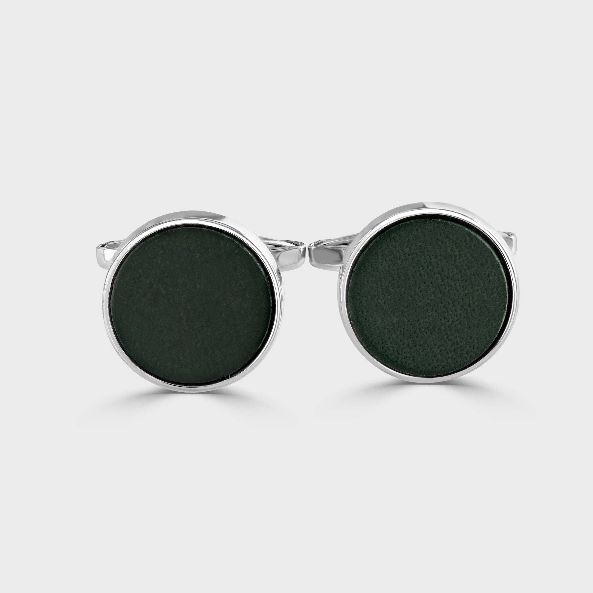 Genuine Leather Inlay Cufflinks