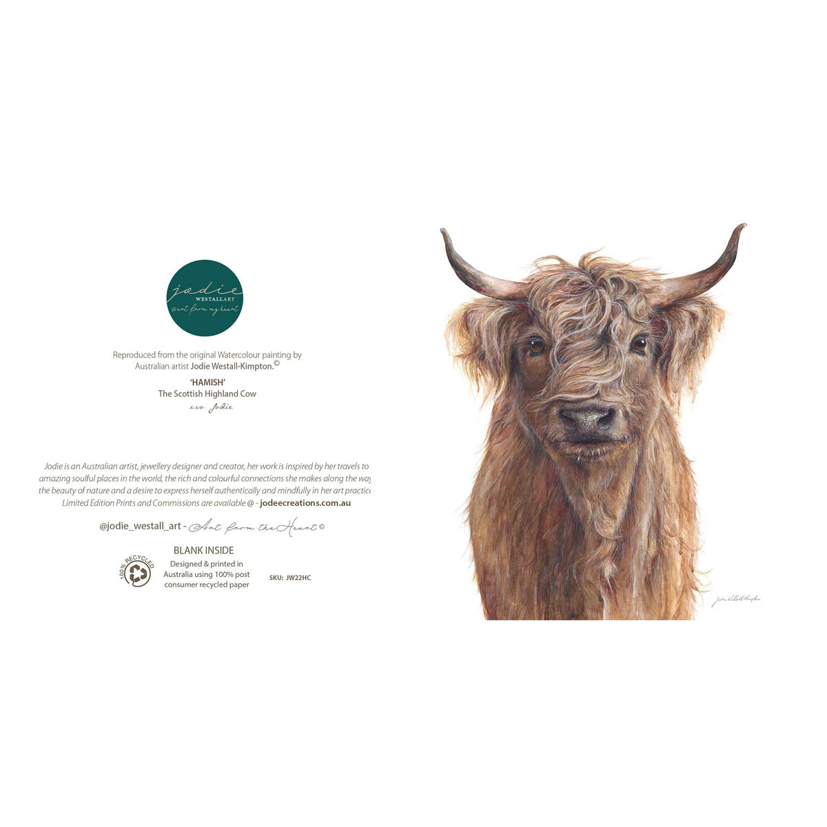 ‘Hamish’ Highland Cow - Greeting Card
