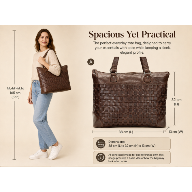 The Harlow Tote Bag — Espresso Brown Leather Work Tote