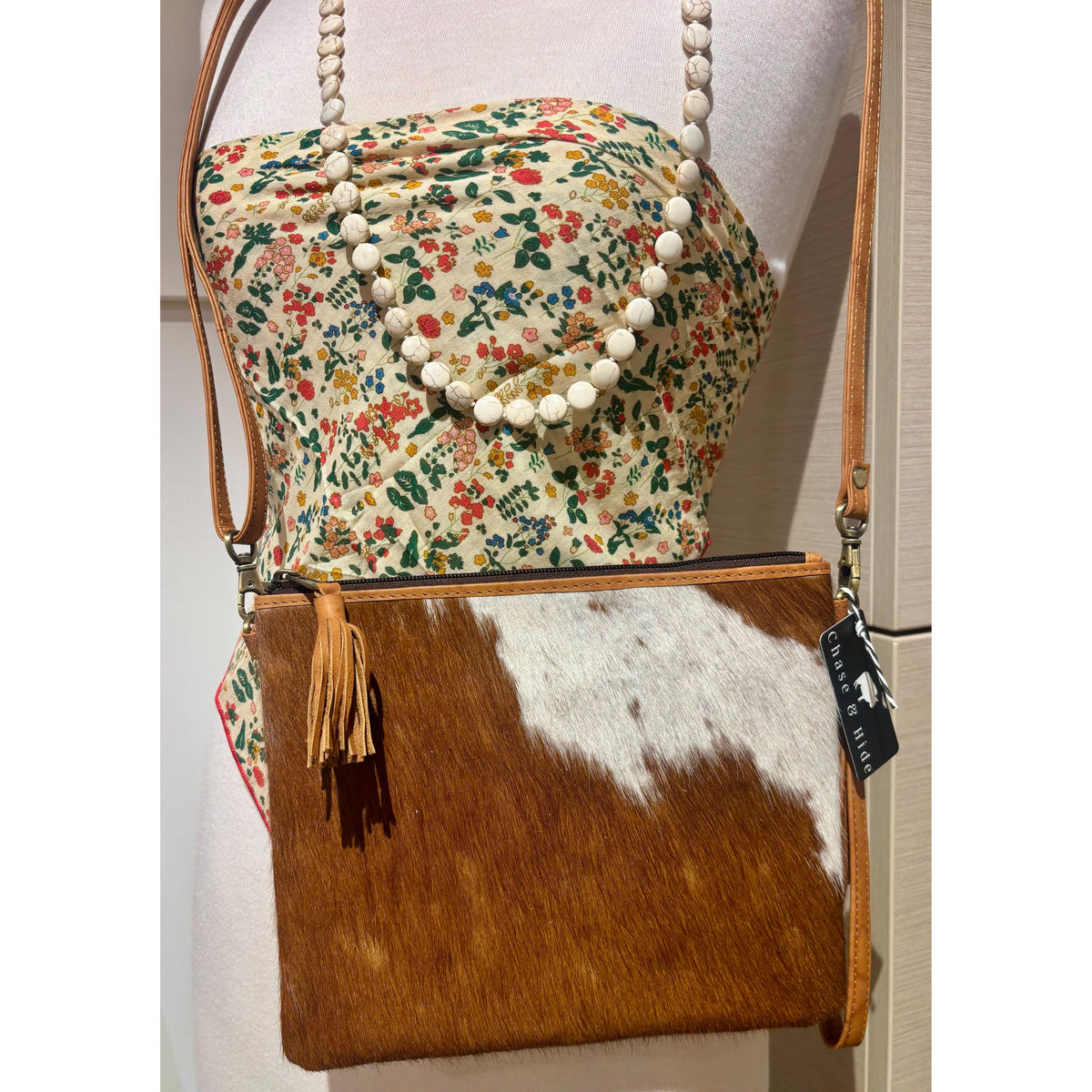 Cowhide clutch bag