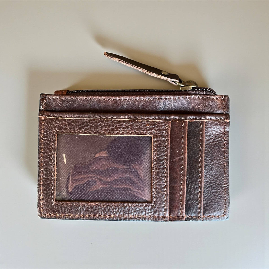 Dime tooled leather & cowhide coin pouch