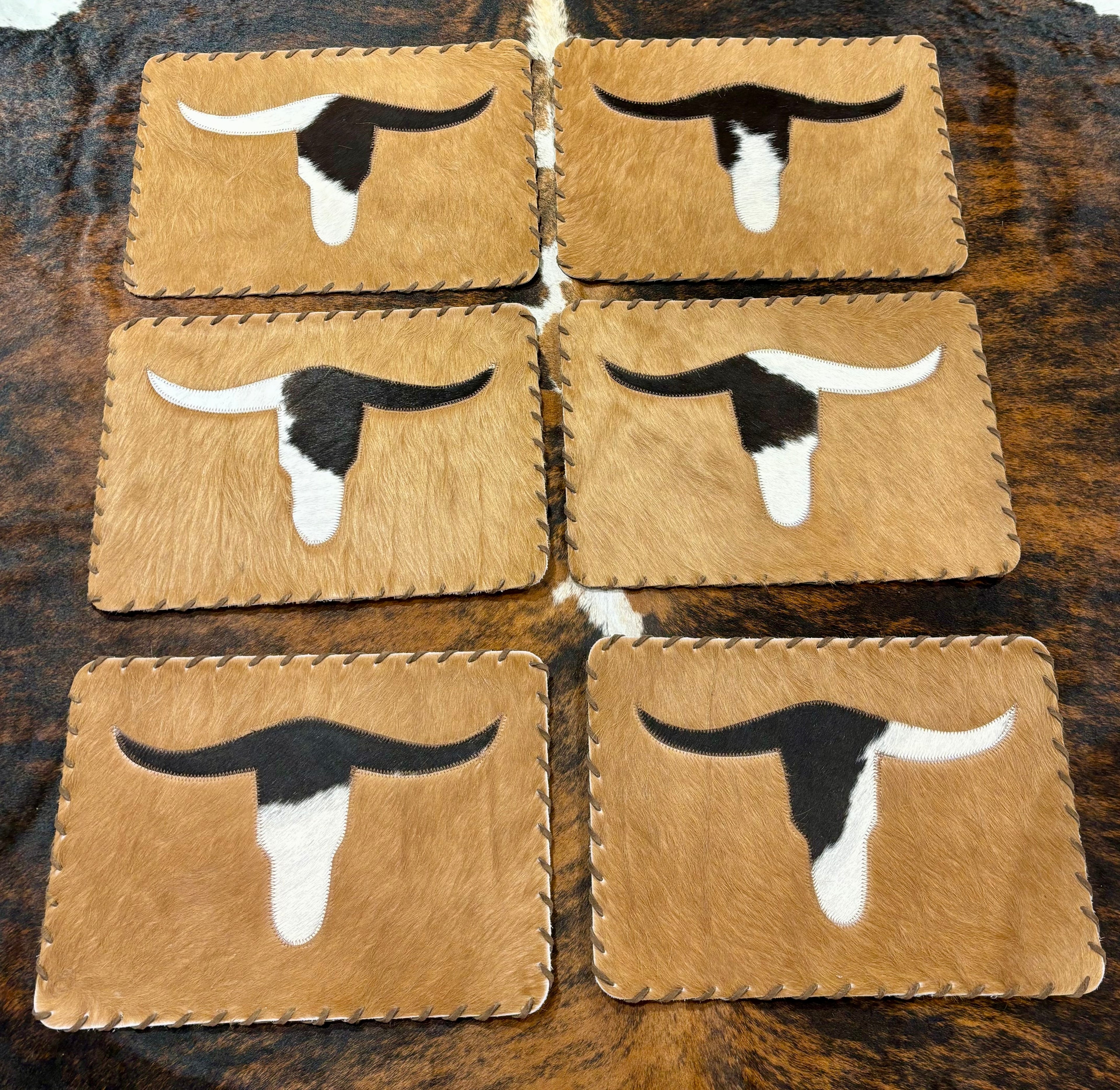 Cowhide bull head placemats( set of six)