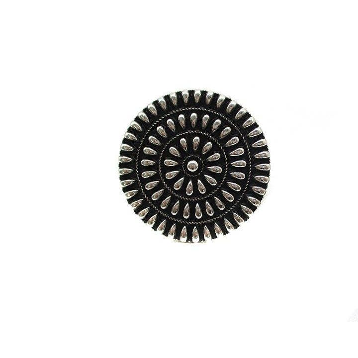 Western Metal Round Concho Cuff Ring
