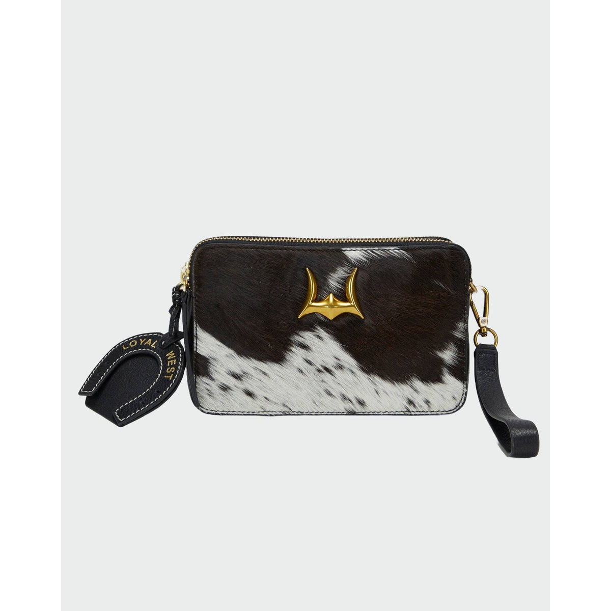 Shell Mini Purse In Black & White Cowhide
