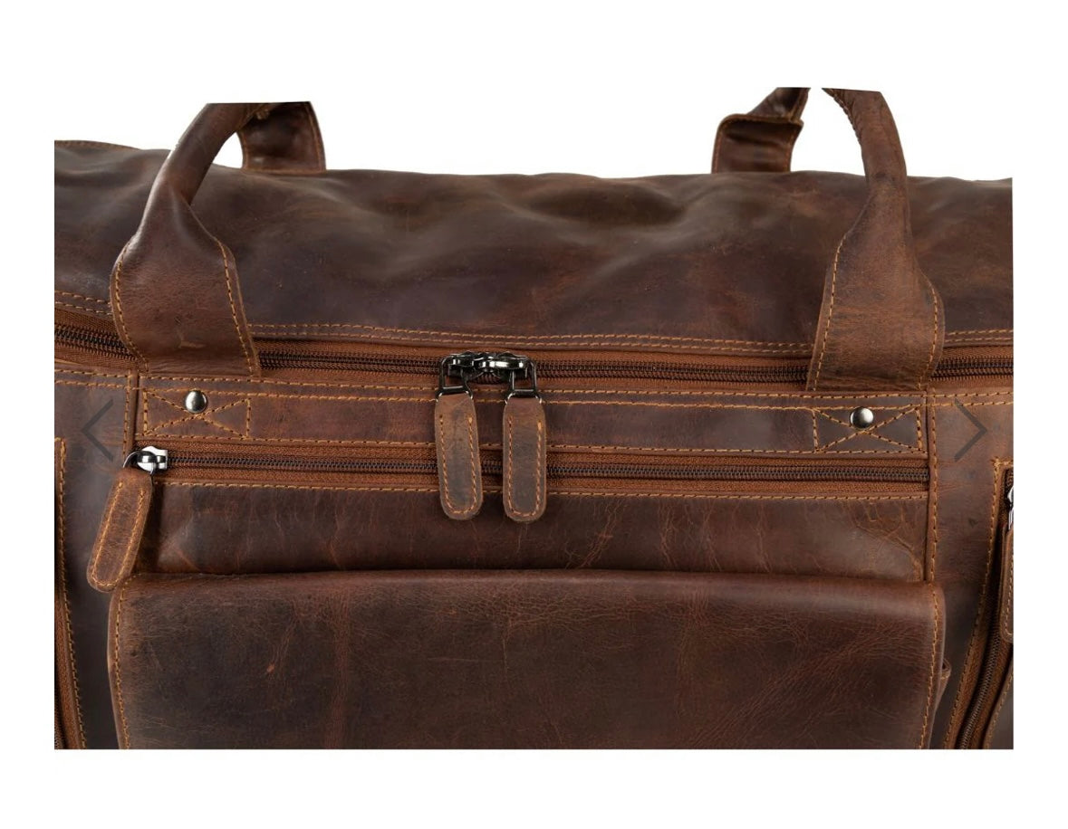 Leather travel bag large
