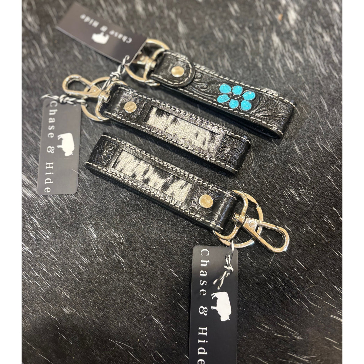 Tooling Leather and Cowhide Sleek Keyring – CA20